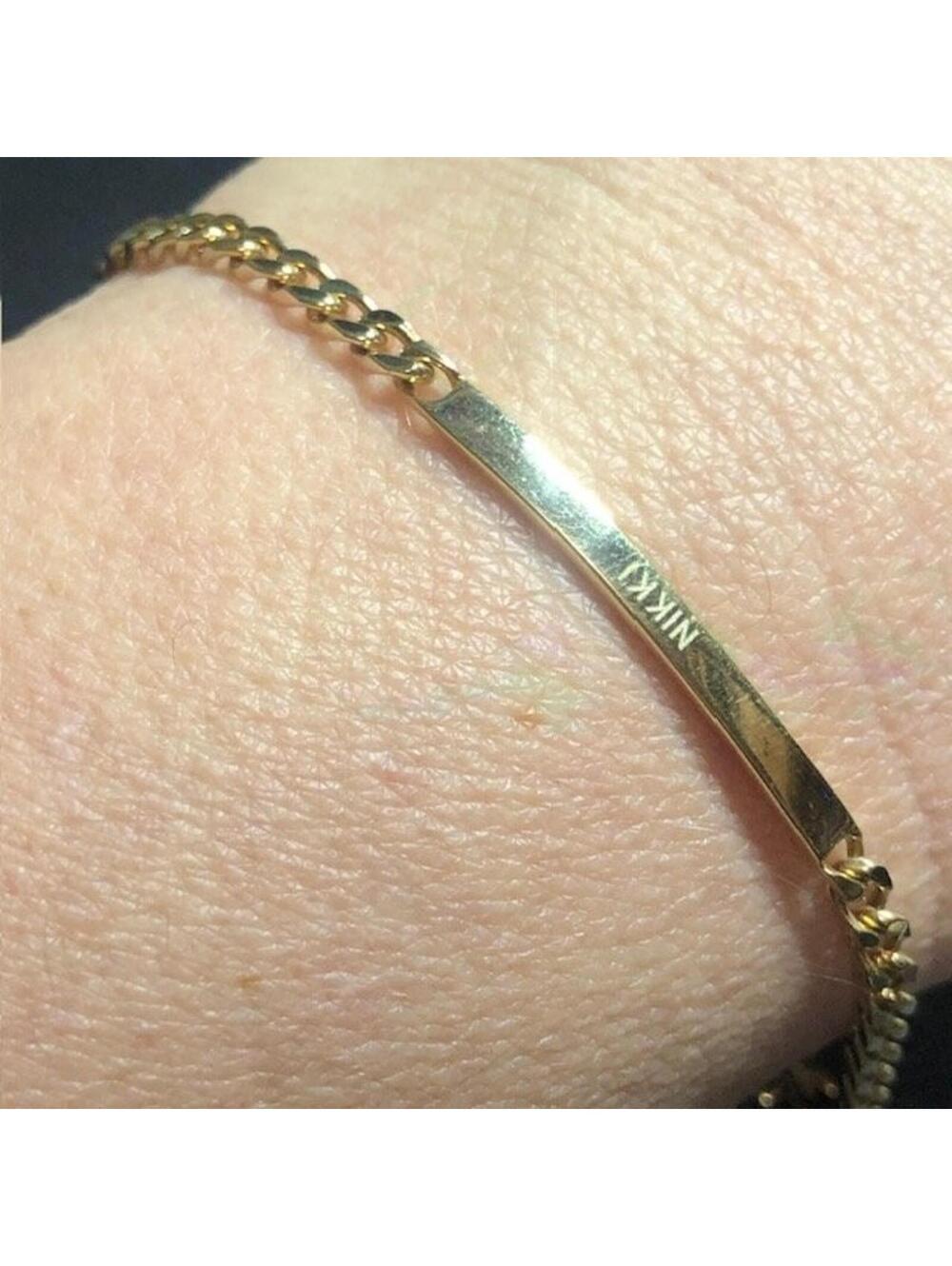 B2847 Miansai Curb Chain ID Bracelet Yellow Gold Plated 925 6.5" NIKKI 5.4g